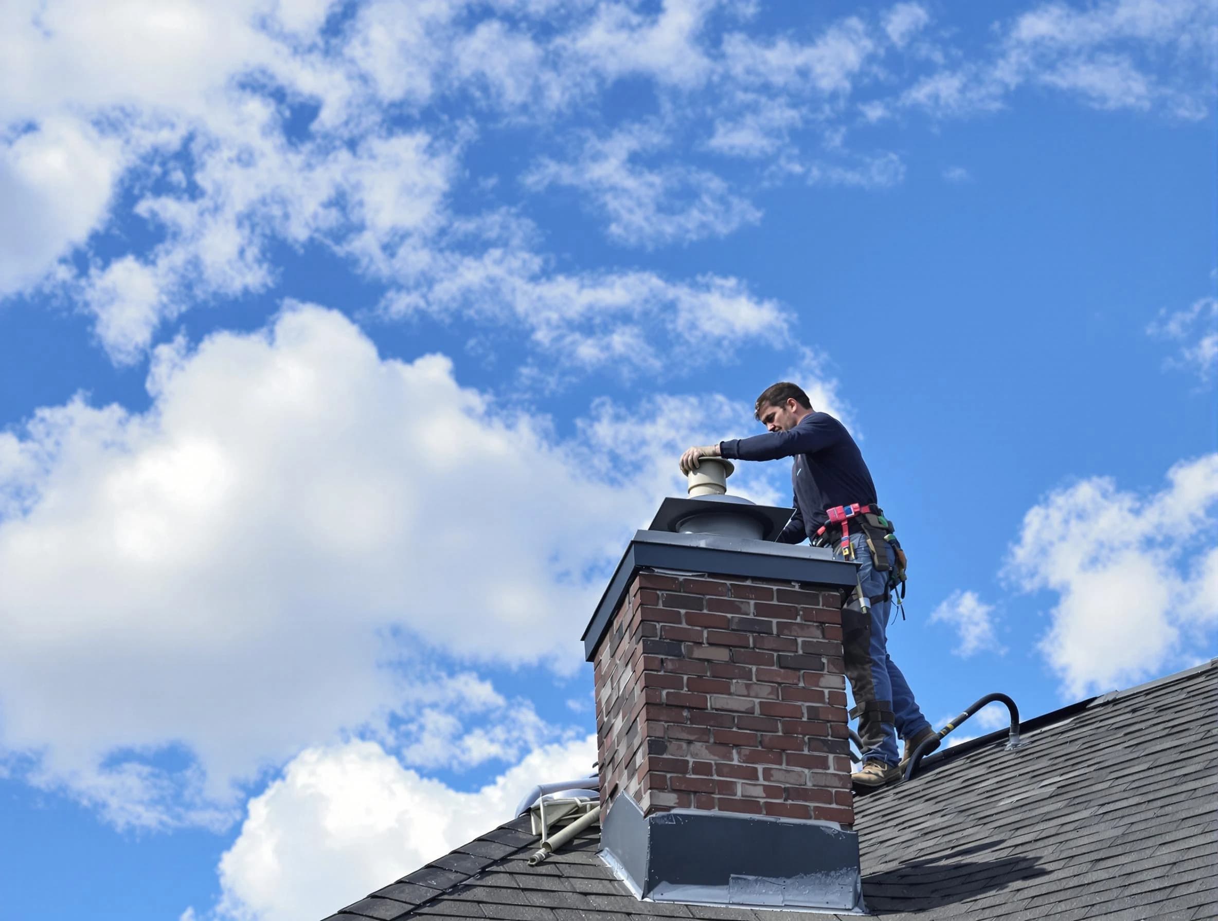 Franklin Park Chimney Sweep installing a sturdy chimney cap in Franklin Park, PA