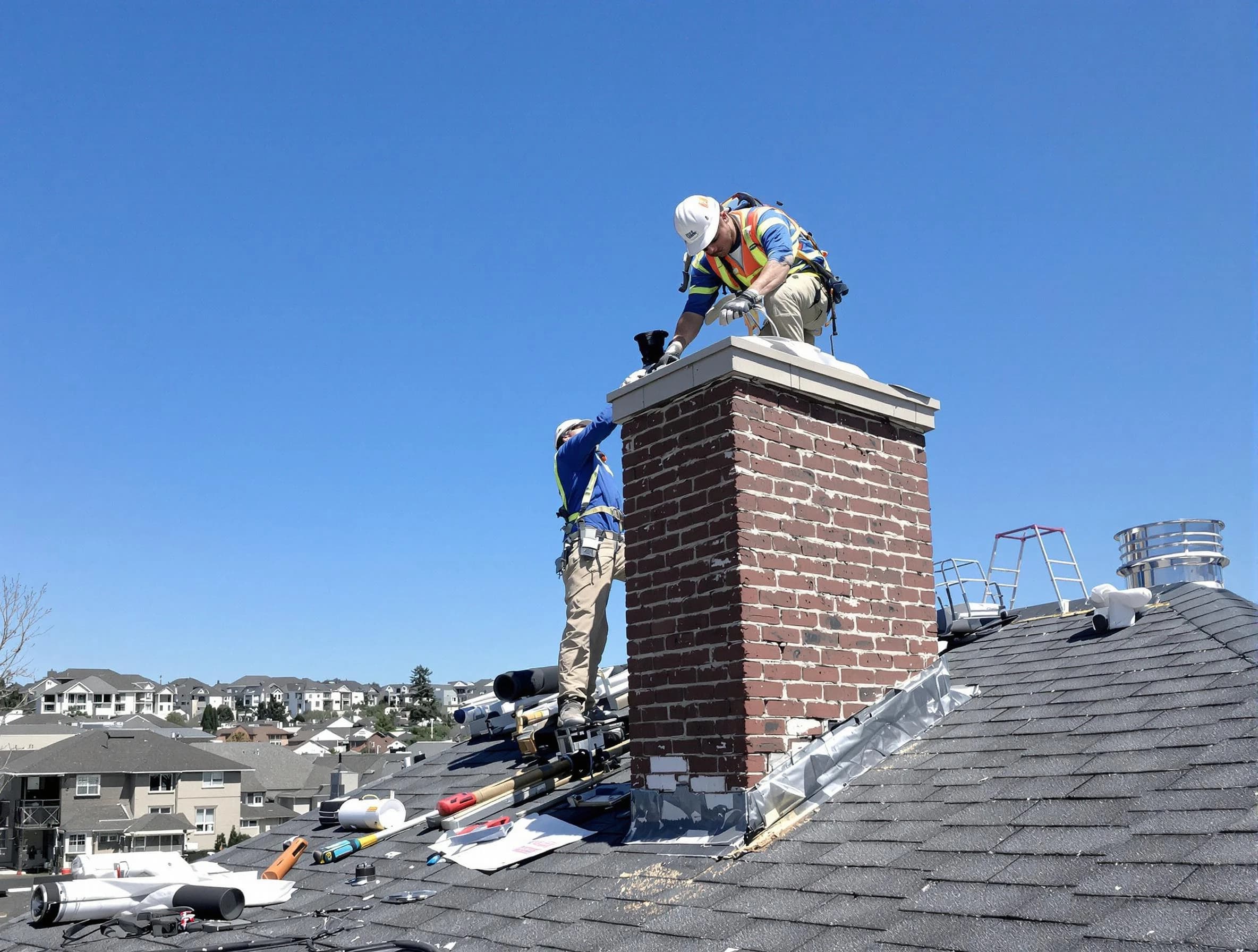 Franklin Park Chimney Sweep repairing a chimney crown in Franklin Park, PA