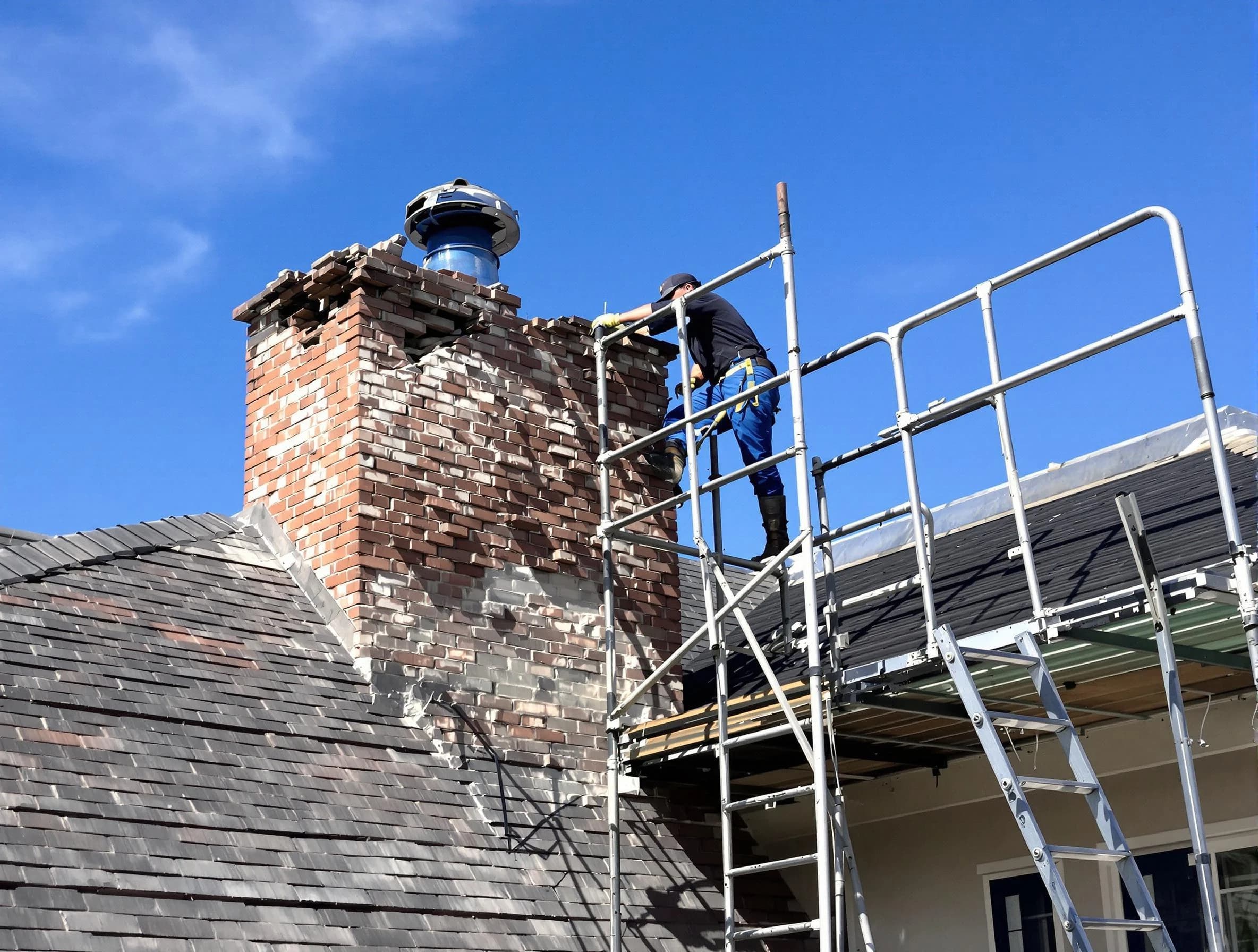 Rebuilding a chimney structure by Franklin Park Chimney Sweep in Franklin Park, PA