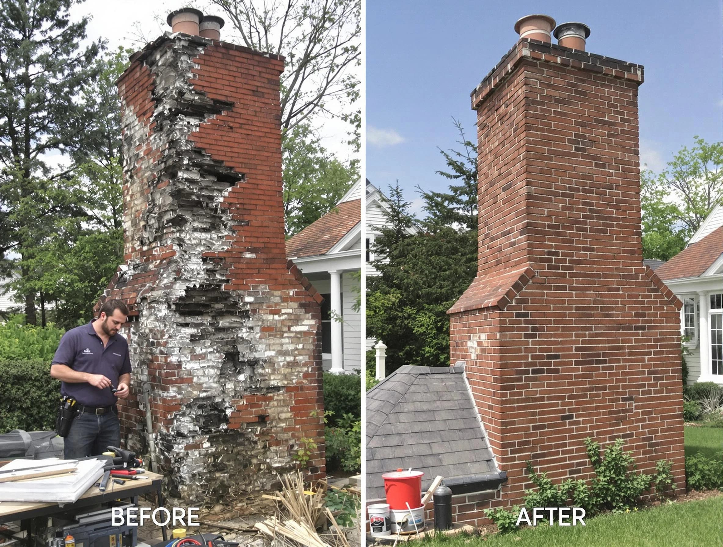 Franklin Park Chimney Sweep performing a full chimney restoration in Franklin Park, PA