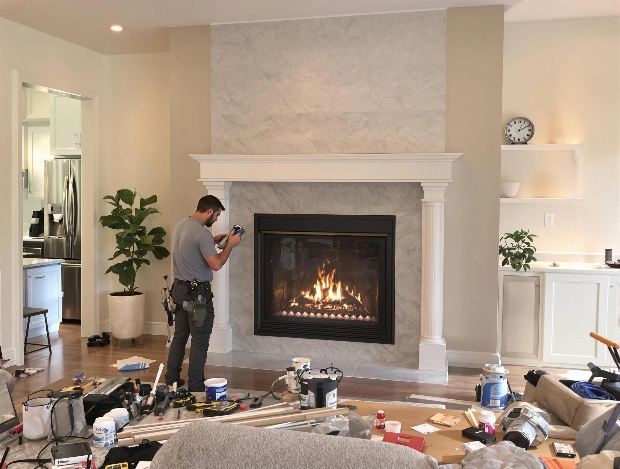 Newly installed fireplace by Franklin Park Chimney Sweep in Franklin Park, PA