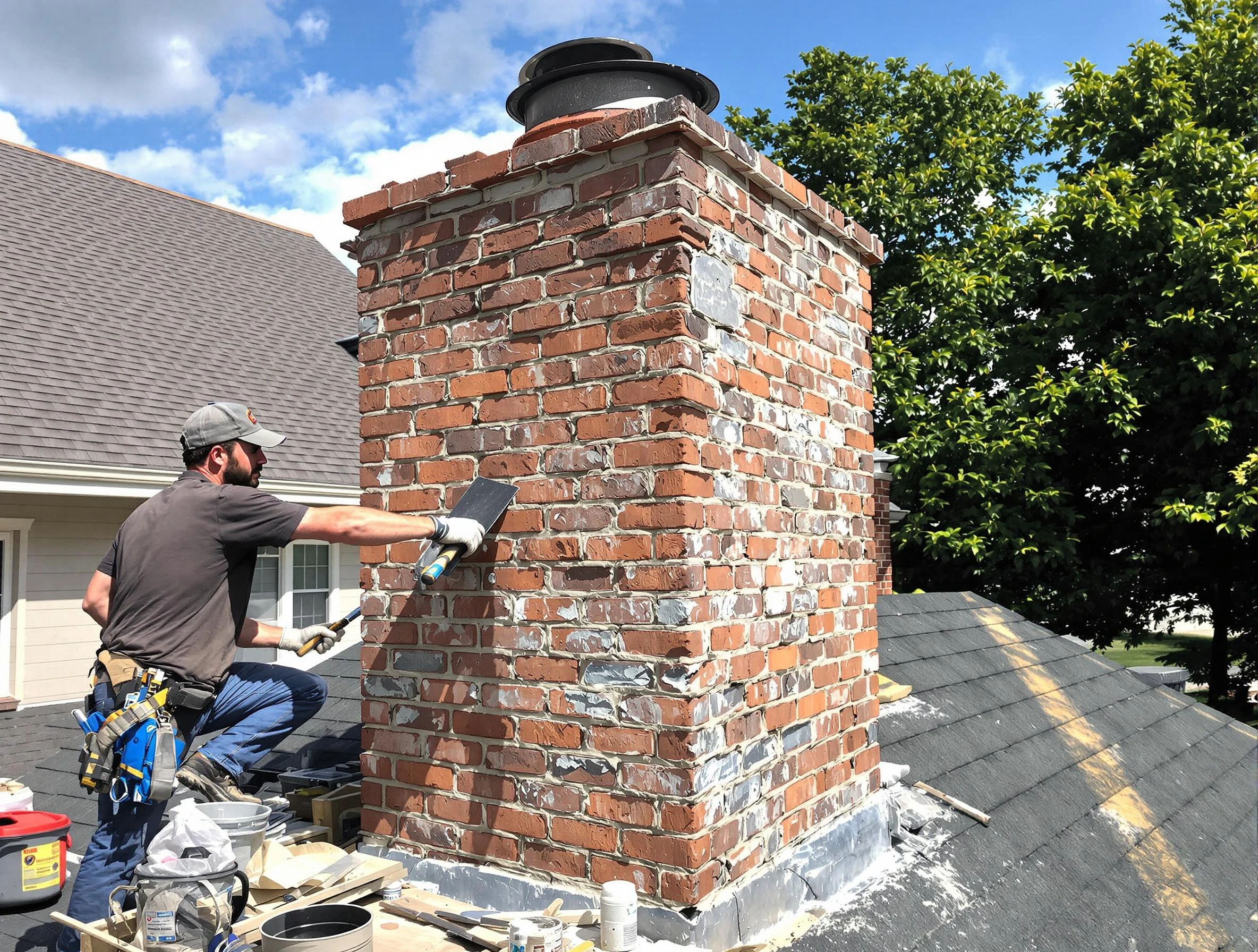 Completed chimney rebuild by Franklin Park Chimney Sweep in Franklin Park, PA