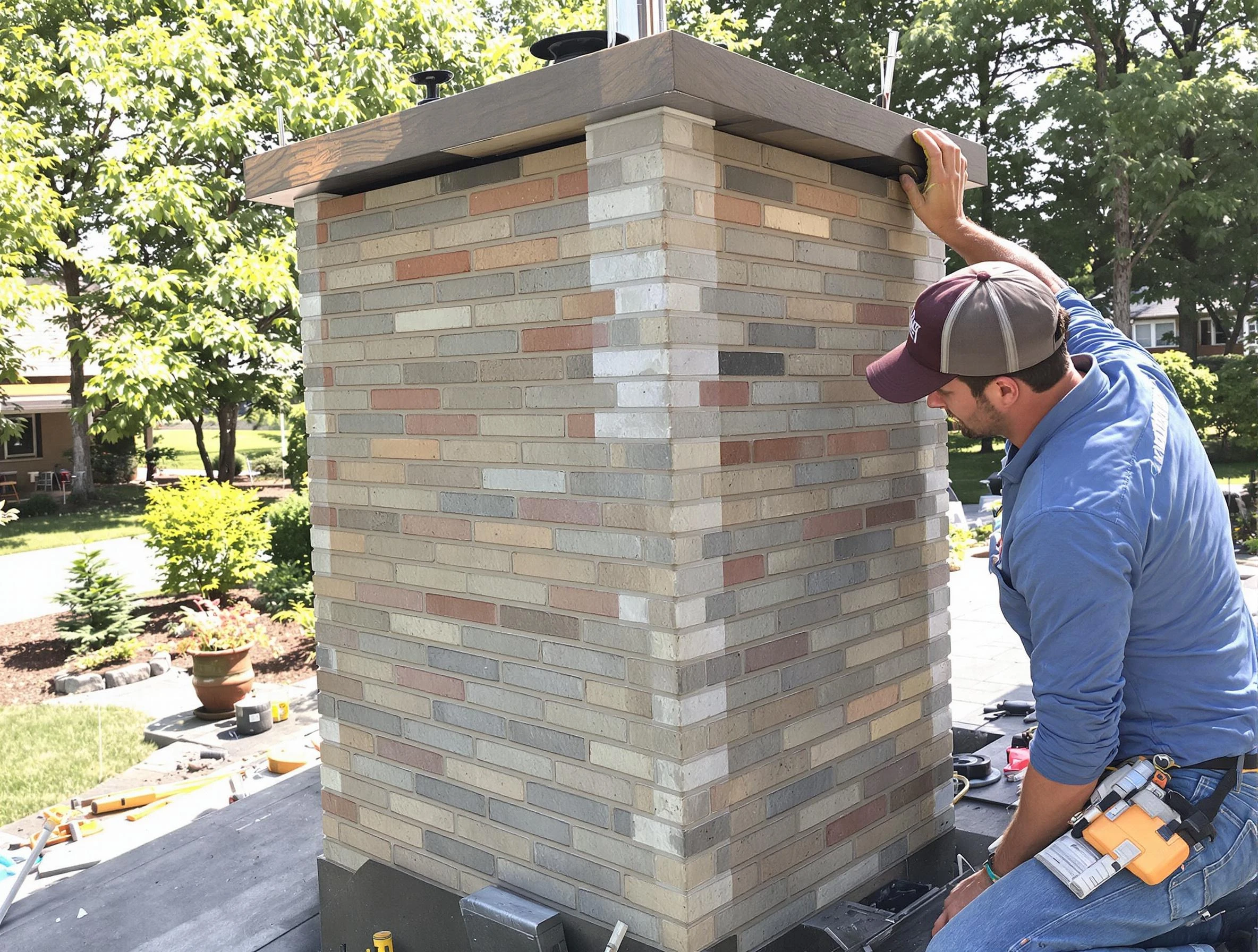 Franklin Park Chimney Sweep completing a modern chimney remodel in Franklin Park, PA