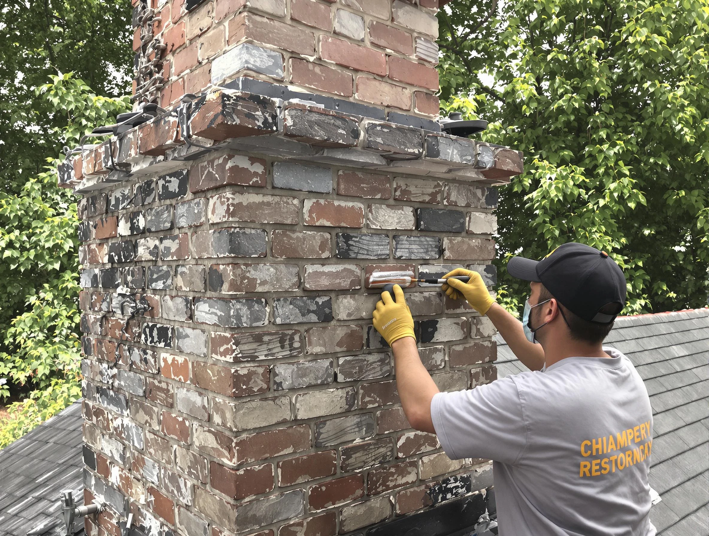 In-progress chimney restoration by Franklin Park Chimney Sweep in Franklin Park, PA