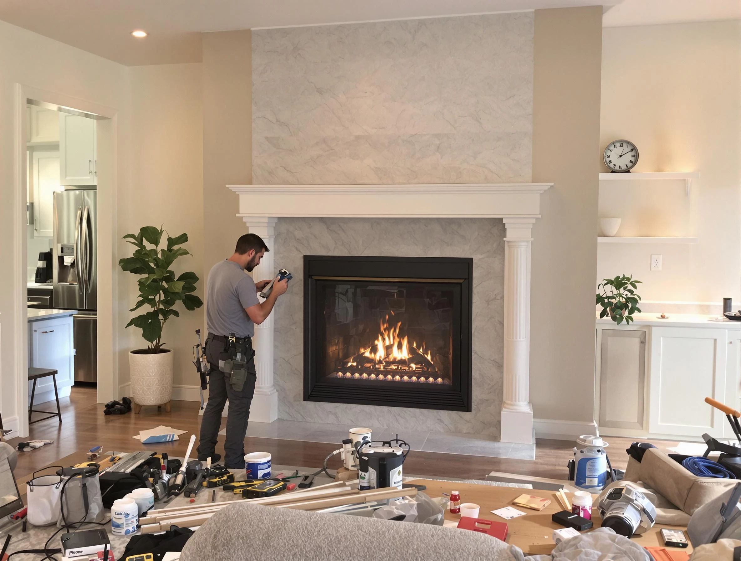 Newly installed fireplace by Franklin Park Chimney Sweep in Franklin Park, PA