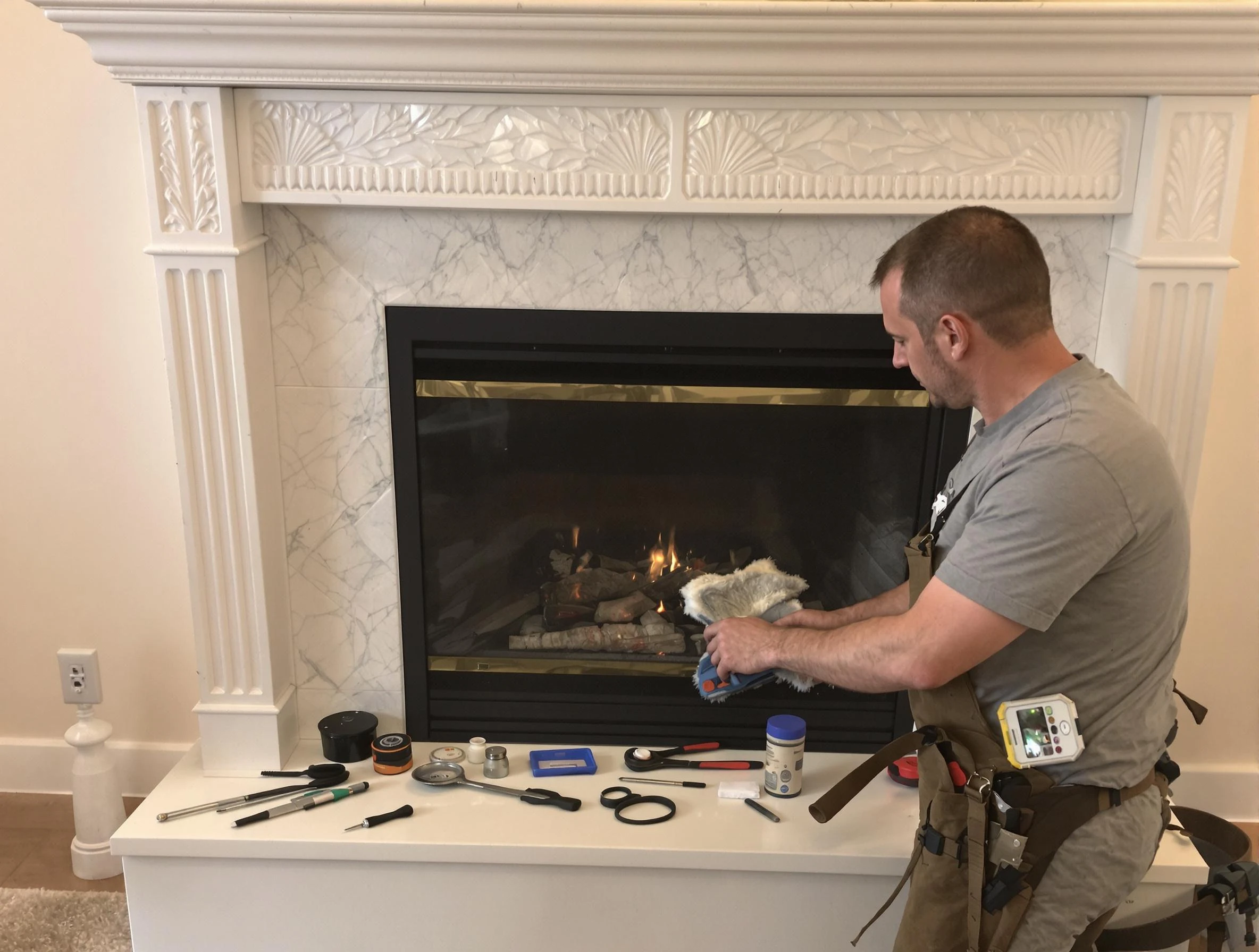 Franklin Park Chimney Sweep performing fireplace maintenance in Franklin Park, PA